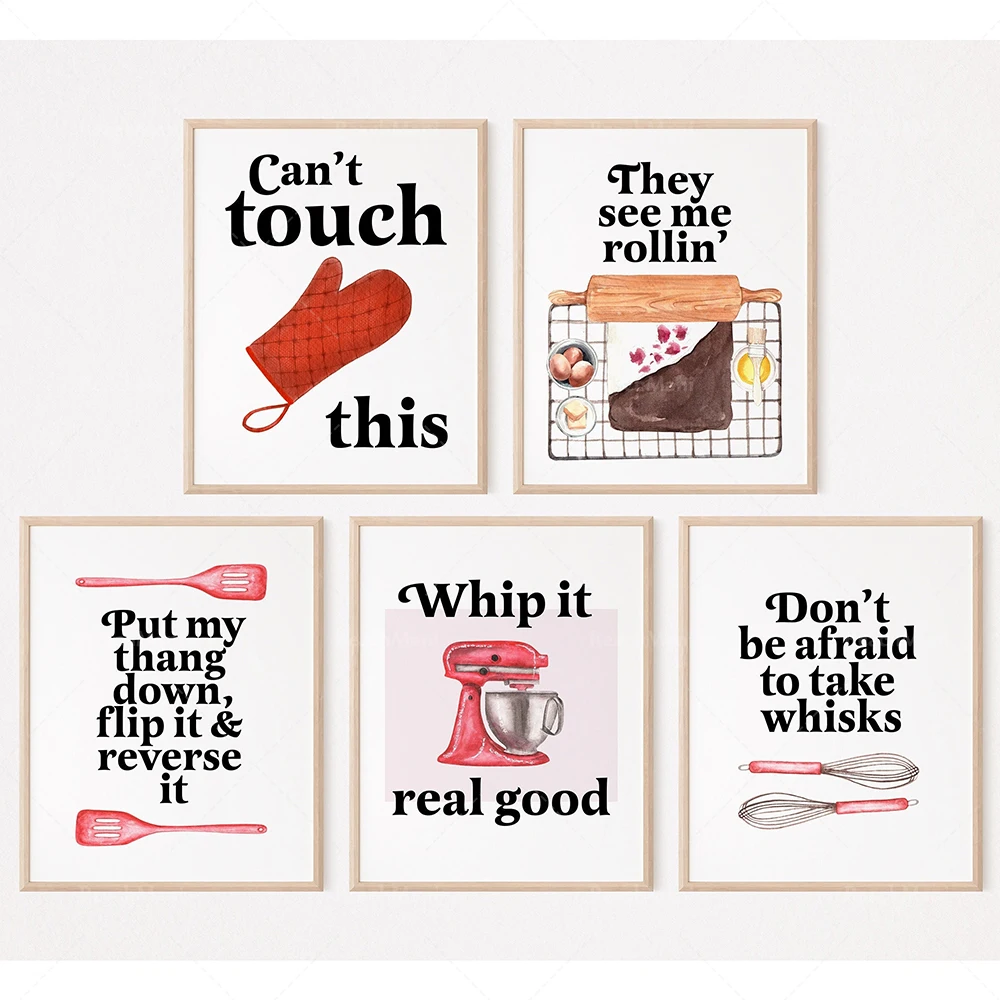 Kitchen Baking Wall Art - Pósteres con citas divertidas para hornear,