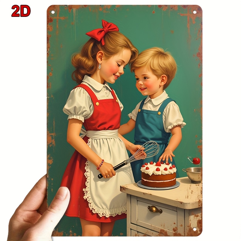 Kitchen Baking Wall Art - Letrero de metal de 8x12 pulgadas