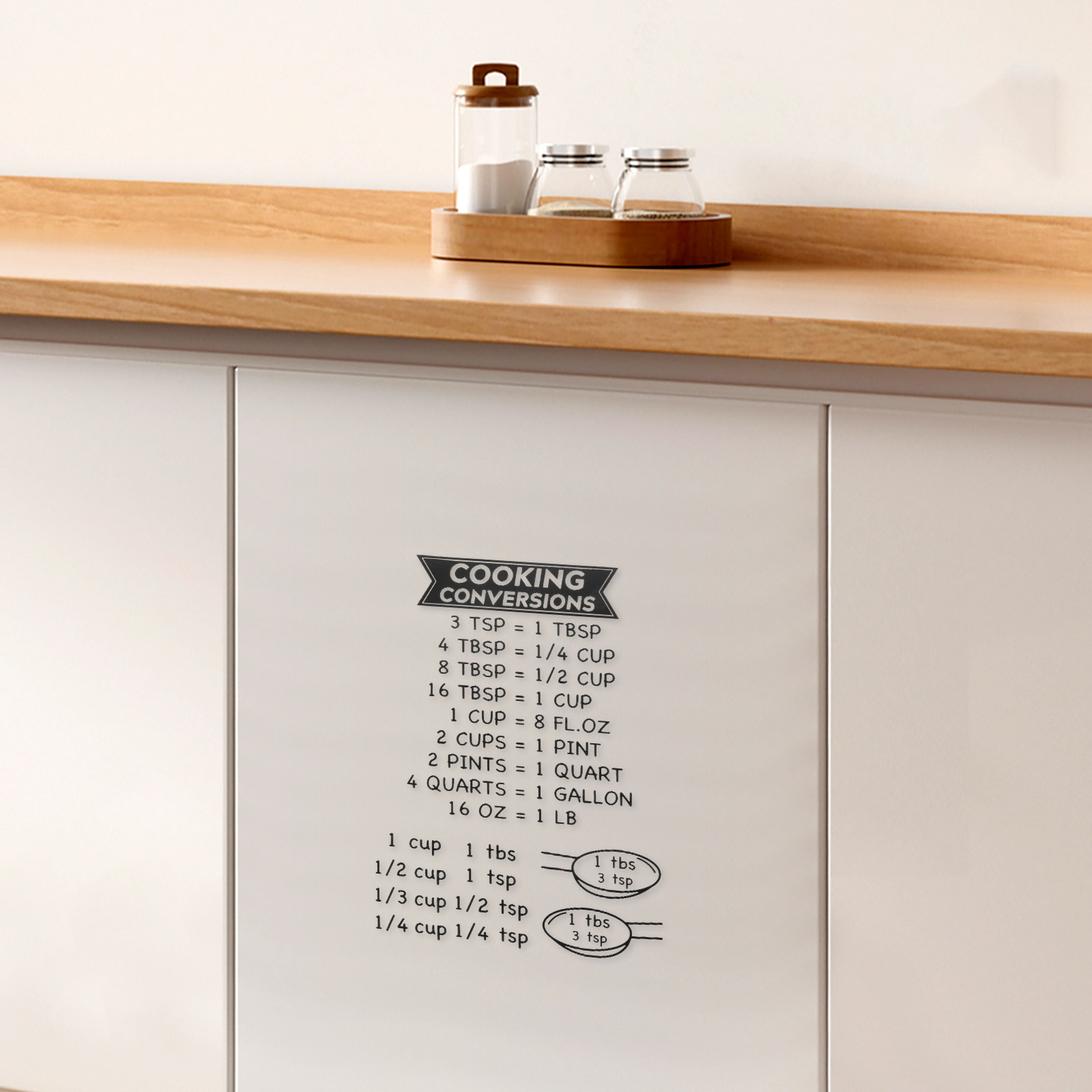 Kitchen Baking Conversion Chart - 2 pegatinas de tabla de conversión