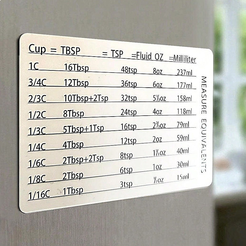 Kitchen Baking Conversion Chart - Tabla de Medidas Magnética para Repostería,