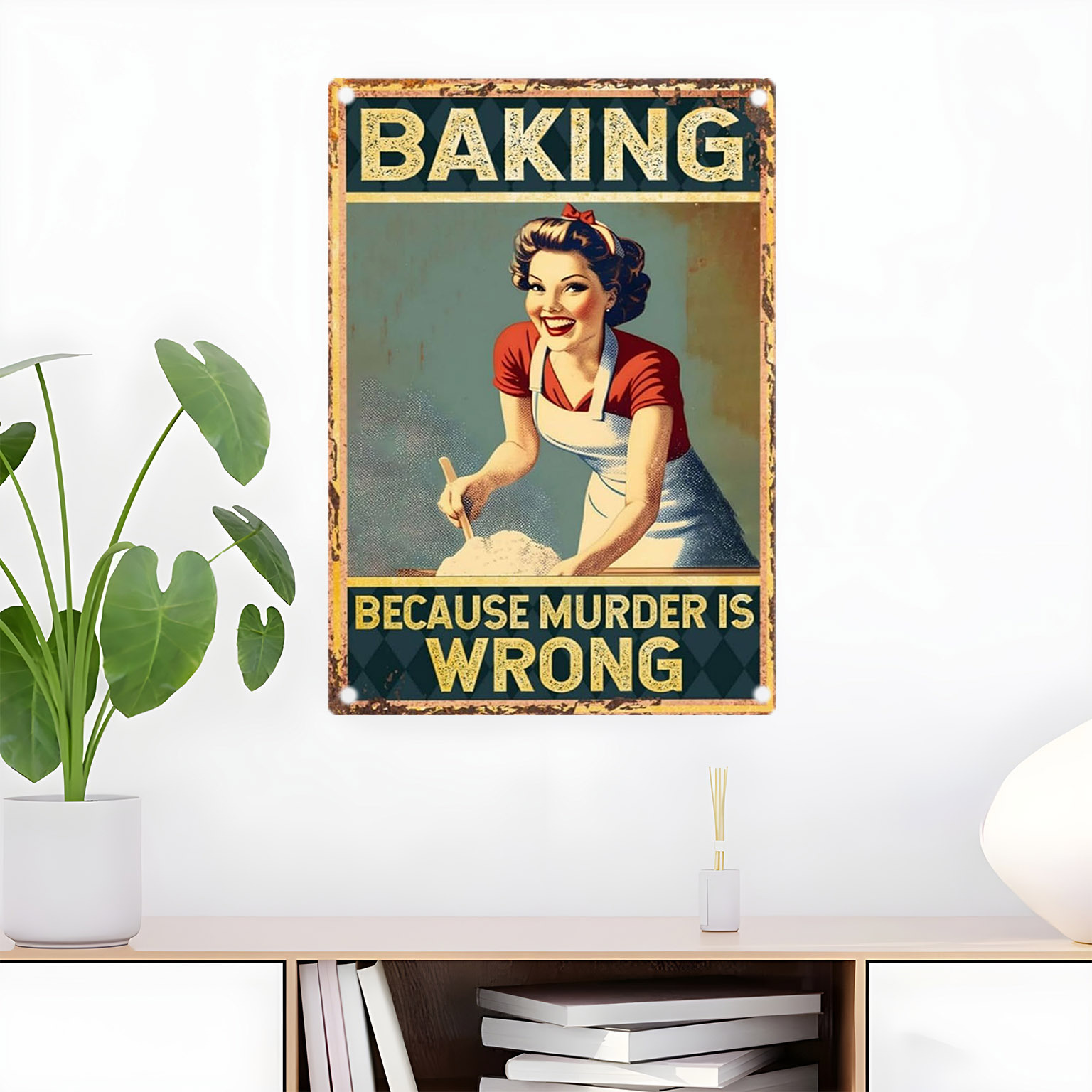 Kitchen Baking Wall Art - Letrero Decorativo de Metal con Frase