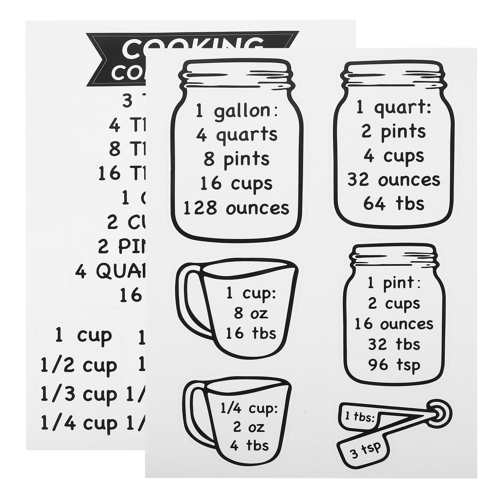 Kitchen Baking Conversion Chart - Pegatinas con una tabla de conversión