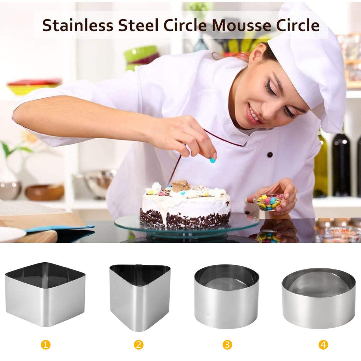 4 piezas de moldes de acero in - Kitchen Baking Cake reseña y precio
