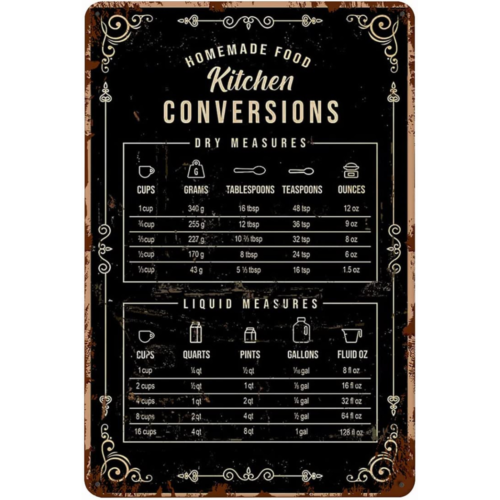 Letrero metálico vintage diver - Kitchen Baking Conversion Chart reseña y precio
