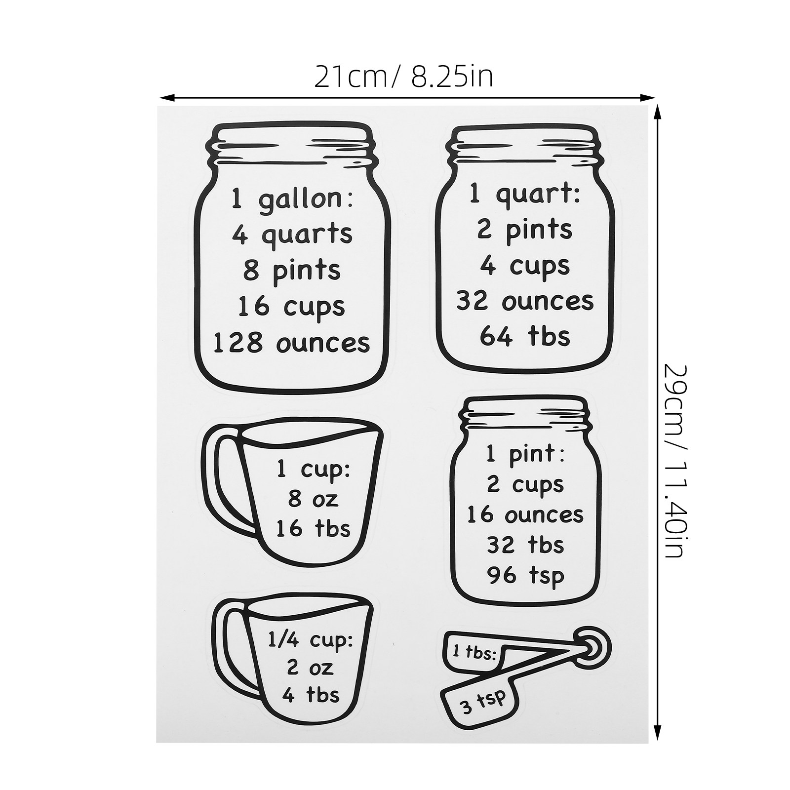 Pegatinas con una tabla de con - Kitchen Baking Conversion Chart reseña y precio