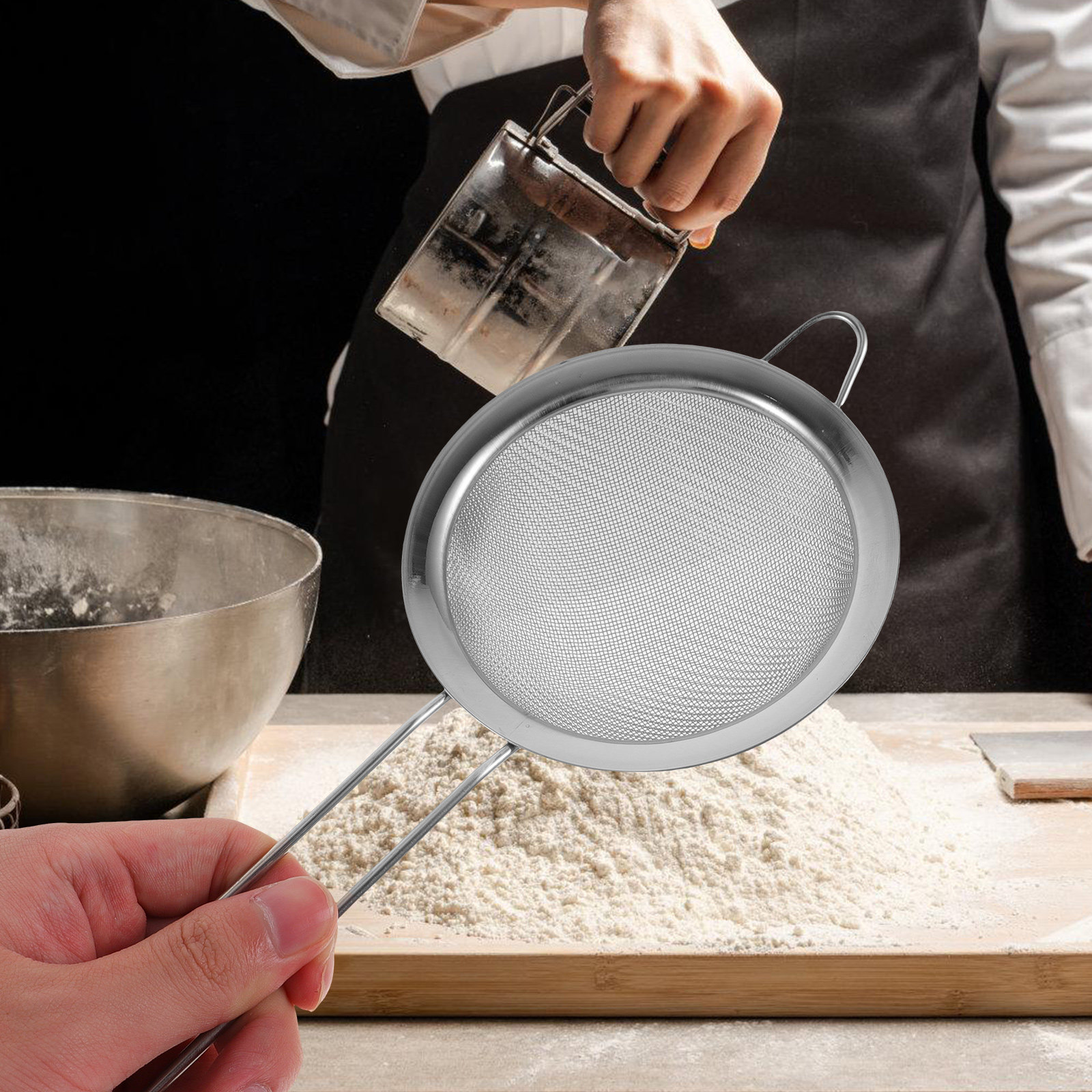 Tamizador de Harina de Malla F - Baking Powder Kitchen reseña y precio
